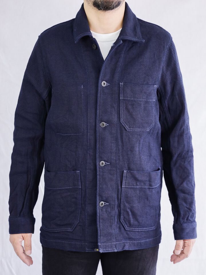 ONI-03100-ID Sashiko-like Indigo x Indigo Dobby Shirt Jacket (One Washed)-40,, medium image number 2