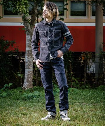 G014-MZ 14.7oz Copper Label Deep Colored Selvedge denim Slim Tapered Zipper fly-One Wash-28,, small image number 1