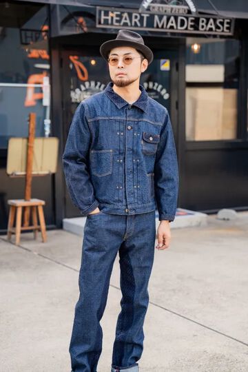 GZ-ENGJ-0609 Embossed Denim Patchwork Jacket,INDIGO, small image number 12