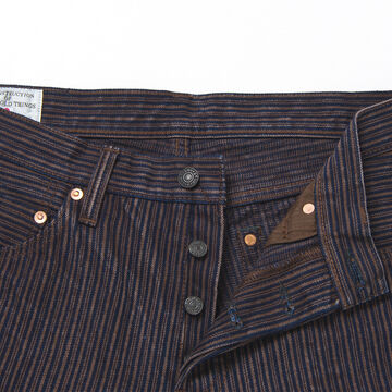 D1830 14OZ KAKISHIBU DENIM HICKORY JEANS RELAX TAPERED,, small image number 3