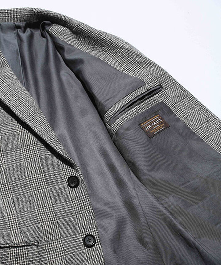 M-18345 C / W GLENCHECK / ROLLING DOWN 3B NOTCHED LAPEL JACKET (3 COLORS),LT GRAY, medium image number 5