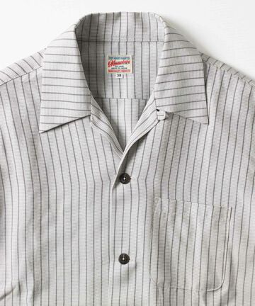 05-267 Stripe open collar shirt,BLK, small image number 8