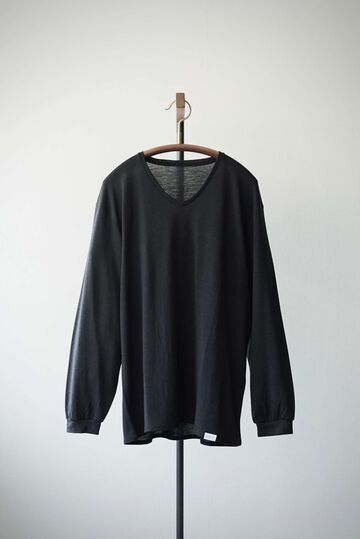 【CAPERTICA】CAP708CS22 Super120s Washable Wool Jersey /Vneck L/S Tee,SHIGOKU-IRO, small image number 12