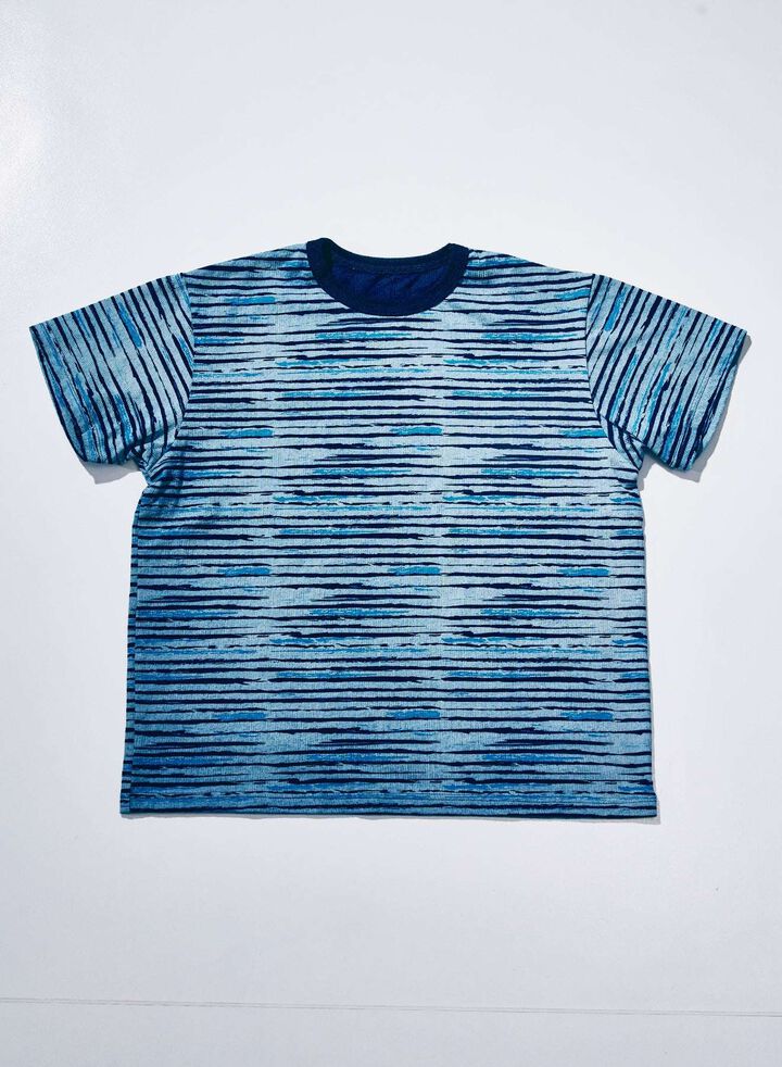 SJIT26-101 Indigo Stripe T-shirt "Crew",, medium