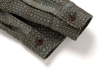 5718 Noragi ARMY Sashiko Long Sleeve Shirts,ARMY GREEN, small image number 4