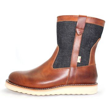 MD-019 Momotaro Jeans Denim Farmer Boots (Brown),, small image number 1