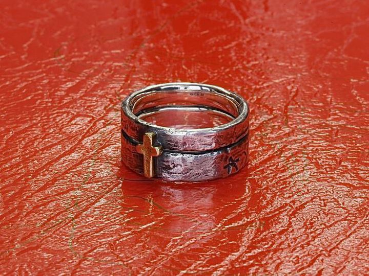 HYAS-271 Brass Cross Double Ring,, medium image number 8