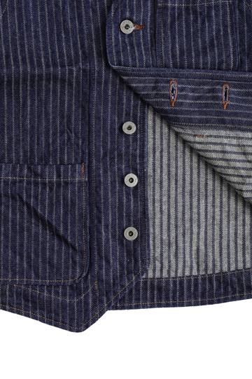 ONI05100-HJS Drop-Needle Stiching Jacguard Stripe Denim Vest-One Wash-44,, small image number 4