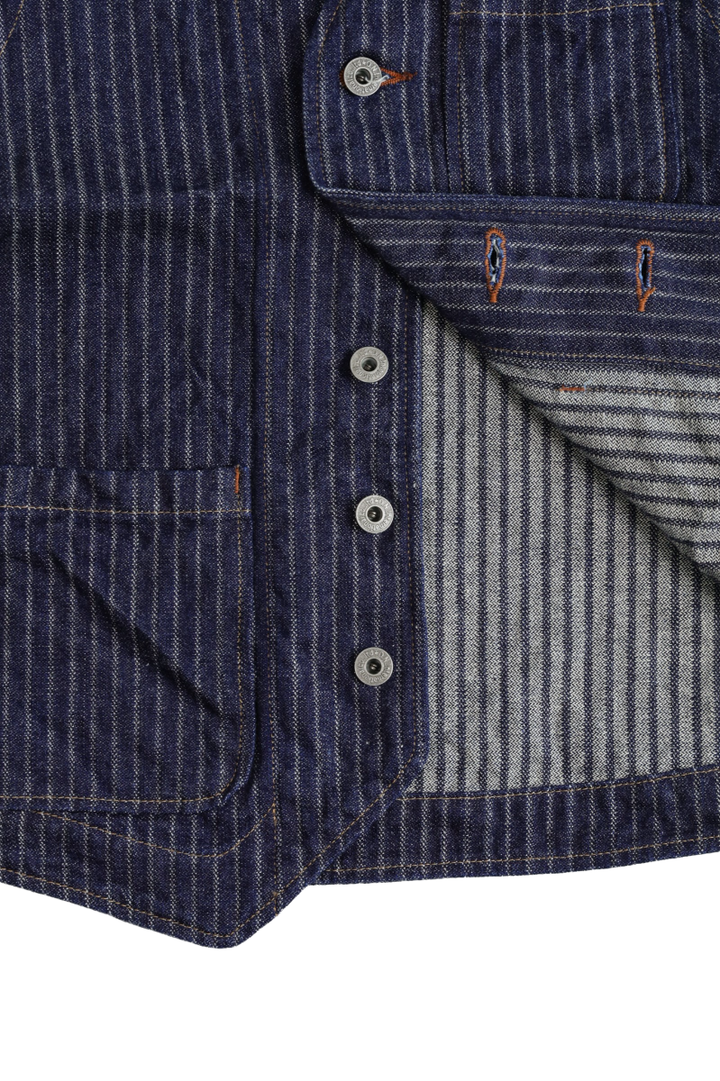 ONI05100-HJS Drop-Needle Stiching Jacguard Stripe Denim Vest-One Wash-44,, medium image number 4