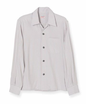 05-267 Stripe open collar shirt,BLK, small image number 4