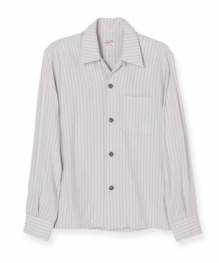 05-267 Stripe open collar shirt,BLK, medium image number 4