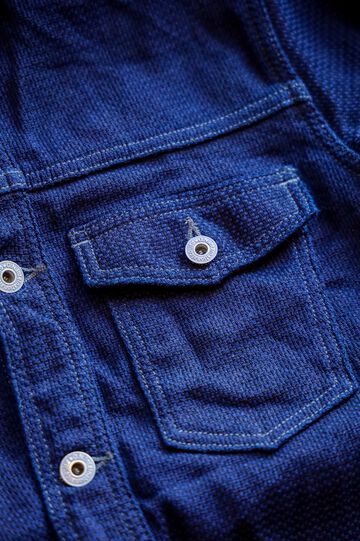ONI-02100-ID Sashiko-like Indigo x Indigo Dobby Shirt Jacket-38,, small image number 10