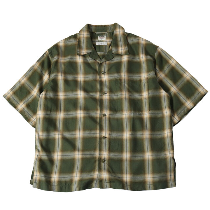 BR-24201 OMBRE CHECK SHORT SLEEVE SHIRT,KHAKI, medium image number 0