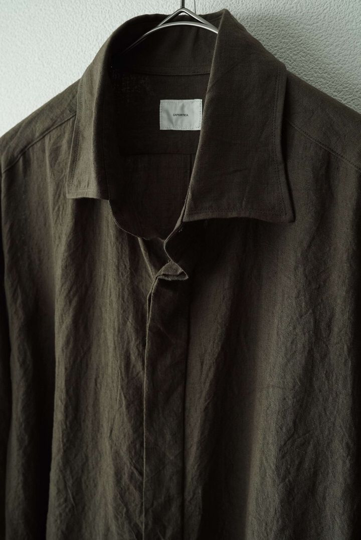 【CAPERTICA】CAP710SH12 Sunny Dry Linen / F/F Shirts,OFF BLACK, medium image number 12