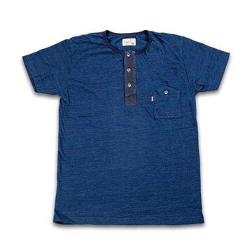 GZ-IDTH-25 Indigo Henry Neck T-shirt,INDIGO, small image number 0