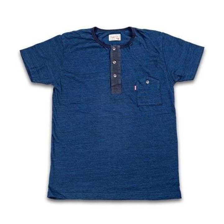 GZ-IDTH-25 Indigo Henry Neck T-shirt,, medium