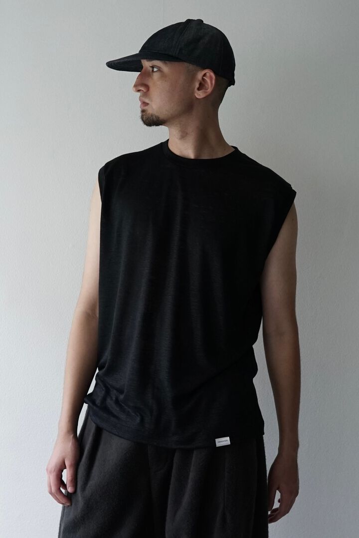 【CAPERTICA】CAP707CS05 Feather Linen Jersey / Loosey Tank_Top,BLACK, medium image number 0