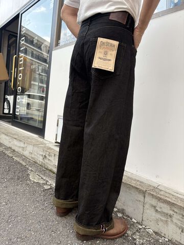 ONI222-BKOL 12oz Black x Olive Denim Super Wide Straight,, small image number 11