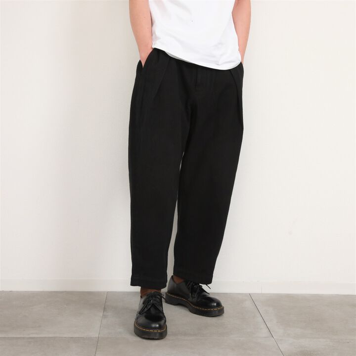 182PT02 Sashiko W-Tuck Pants（BLACK）