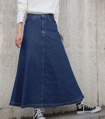 USK0000L23 A-line denim skirt-0-MID,MID, small image number 0