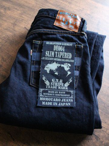 DE004 denimio collab. original cobalt blue selvedge 14oz  slim tapered,, small image number 7