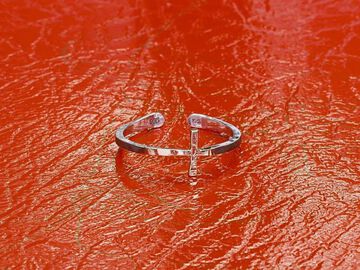 HYO-245BRS Brass Narrow Cross RING,, small image number 0