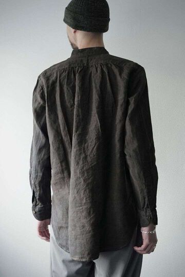 241SH08 Natural Dyed Linen / Granpa Shirts,SUMI, small image number 7