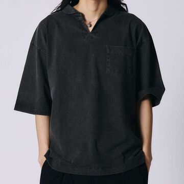 BR-25209【BIG COZUN】COZUN Skipper Neck Half Sleeves Polo T-Shirt【Button Works】,OLIVE, small image number 7