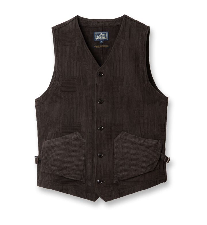 4605 Amami Mud Dyed Jacquard Vest,BROWN, medium image number 2