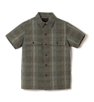 5719 Noragi ARMY Sashiko Short Sleeve Shirts,ARMY GREEN, small image number 0
