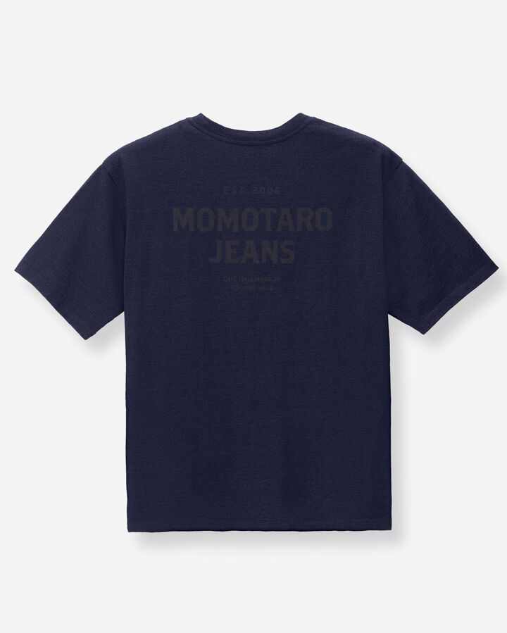 MMTS6009 YARN DYED SHORT SLEEVE T-SHIRT ALPHABET (BACK),INDIGO, medium image number 5
