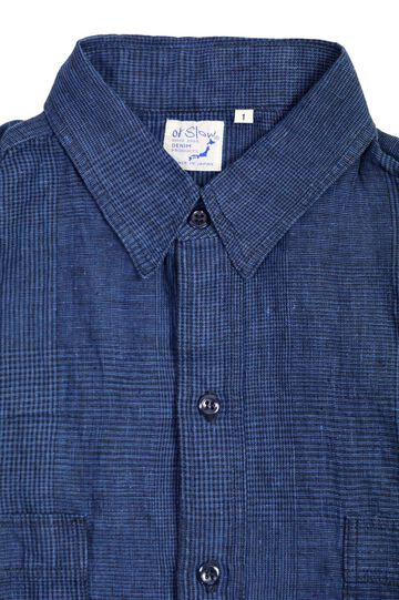 01-8068 INDIGO LINEN WORK SHIRT (101 INDIGO CHECK),, small image number 2