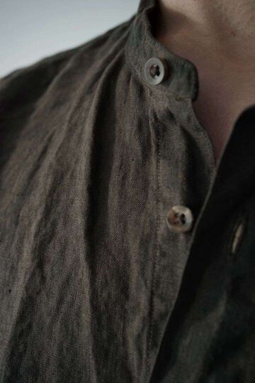 241SH08 Natural Dyed Linen / Granpa Shirts,SUMI, small image number 9