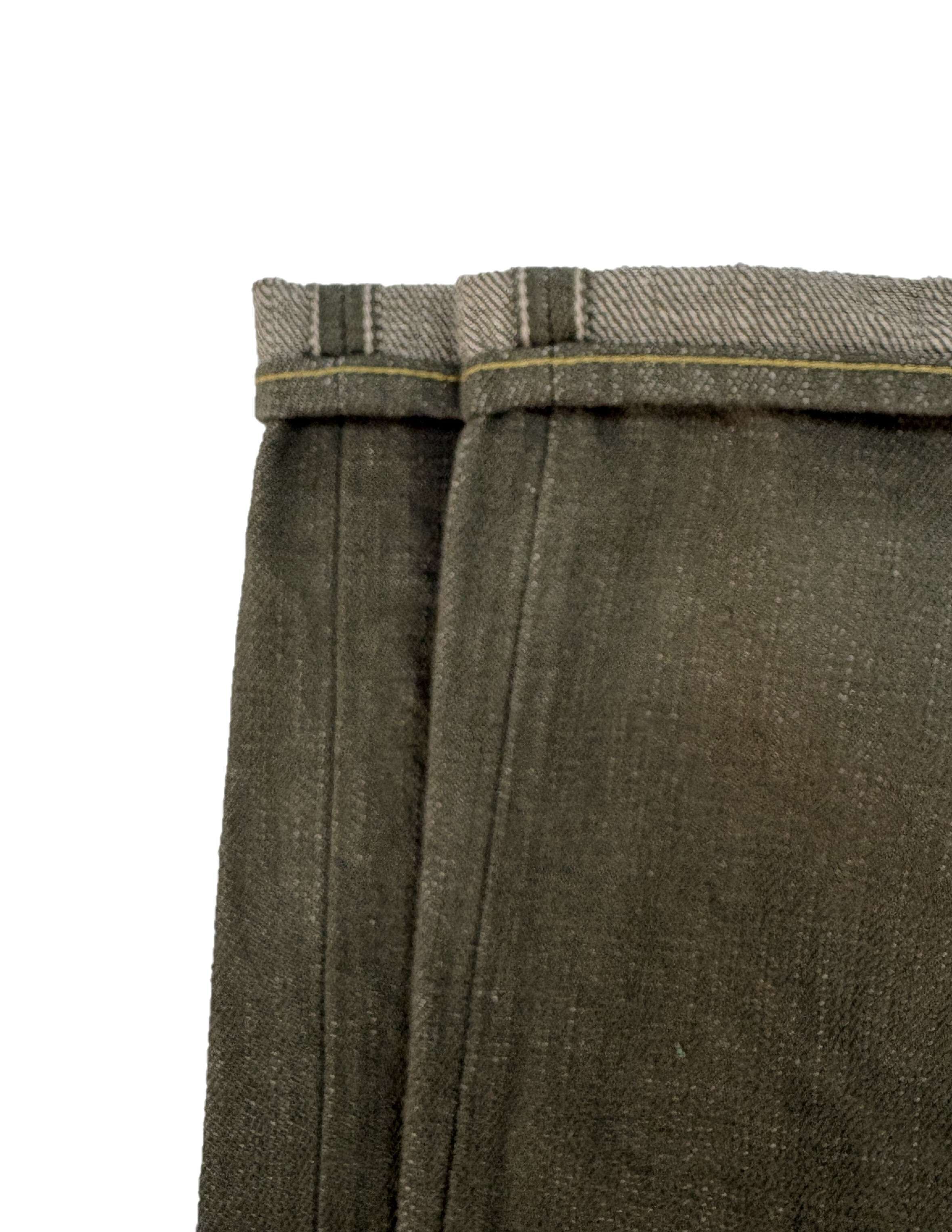DENIMIO | ONI822-OLD18 18oz Olive Denim Super Wide Tapered