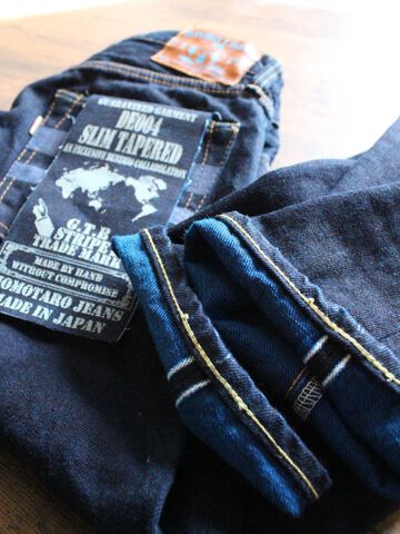 DE004 denimio collab. original cobalt blue selvedge 14oz  slim tapered,, small image number 6