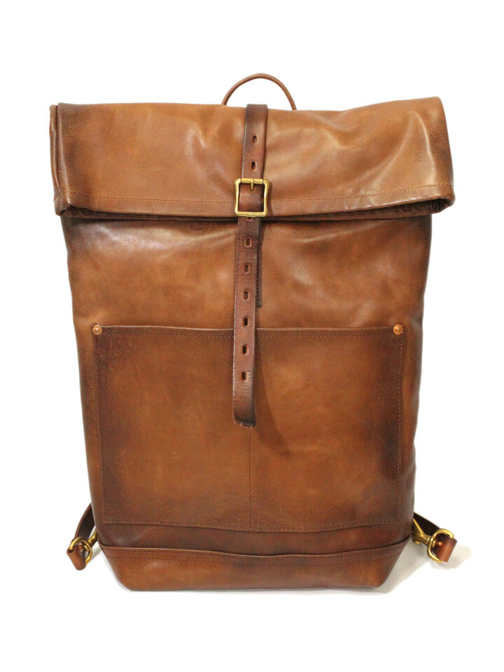 VS-205L LEATHER ROLL TOP Back pack (CAMEL)