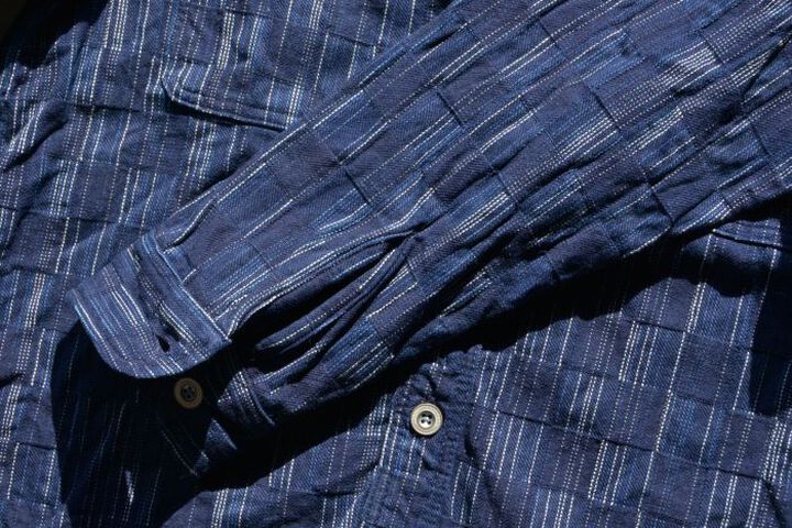 SSS21IK PURE INDIGO ICHIMATSU WORK SHIRT-INDIGO KOUSHI-XS,INDIGO KOUSHI, medium image number 6