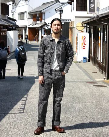 GZ-15SLSTSK-BKGY 15oz Kase Dyed Slim Straight Jeans Black Gray,, small image number 8