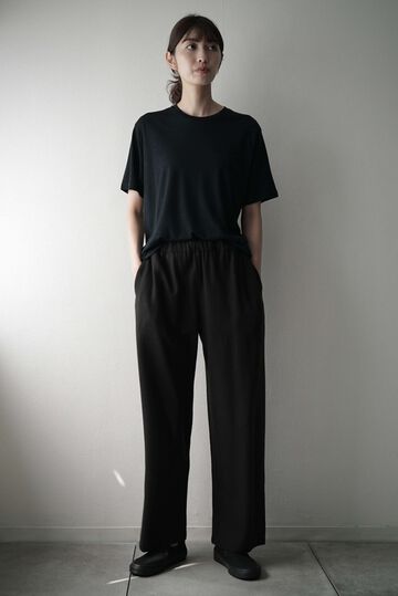 【CAPERTICA】CAP708PT30 Super140s Washable Wool MW_Jersey / Wide Leg Pants,EBONY, small image number 3