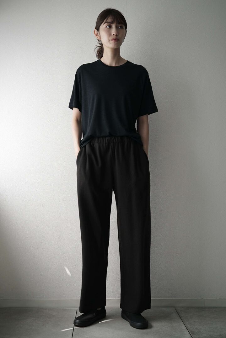【CAPERTICA】CAP708PT30 Super140s Washable Wool MW_Jersey / Wide Leg Pants,EBONY, medium image number 3