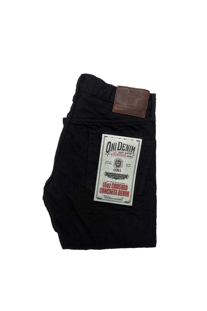 ONI622CCD-BKBK 15oz Crushed Concrete Denim Black x Black Kabuki Selvedge  Relax Tapered,, medium