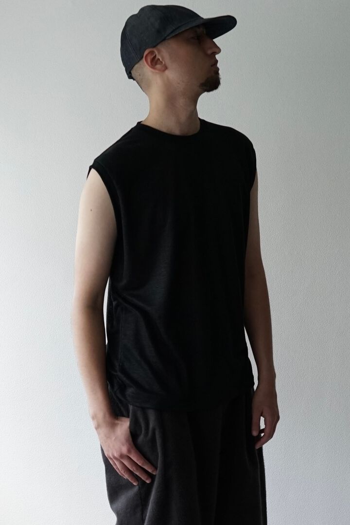 【CAPERTICA】CAP707CS05 Feather Linen Jersey / Loosey Tank_Top,BLACK, medium image number 1