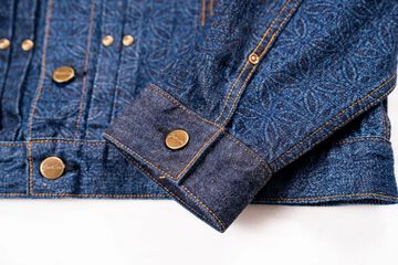GZ-ENGJ-0609 Embossed Denim Patchwork Jacket,INDIGO, small image number 10