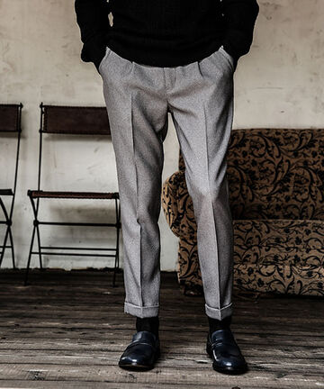 M-18102  / RETORO POLYESTER TWILL / ONE PLEATS STA-PREST TAPERED PANTS,BROWN, small image number 24