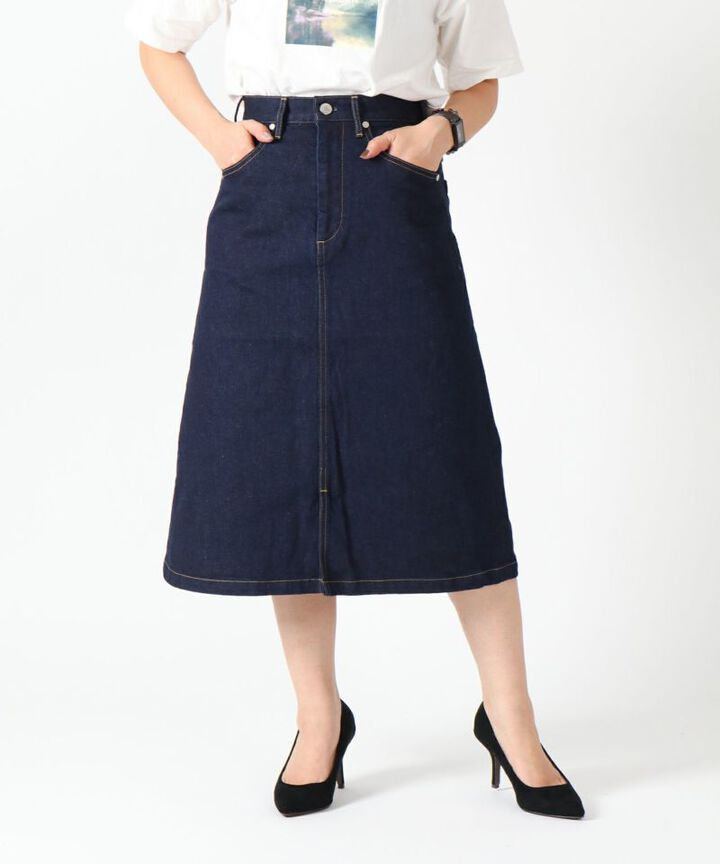 UK131101 Denim Skirt  / 12oz Cote d'Ivoire Cotton Stretch-0,, medium image number 0