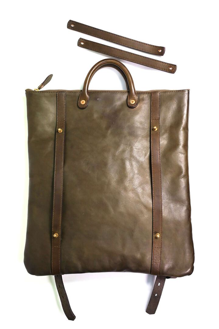 VS-207L LEATHER HELMET 2WAY BAG,OLIVE, medium image number 2