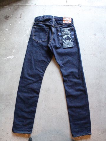 DE004 denimio collab. original cobalt blue selvedge 14oz  slim tapered,, small image number 4