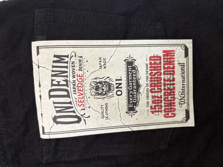 ONI200CCD-BKBK 15oz Crushed Concrete Denim Black x Black Kabuki Selvedge  Wide Straight,, medium image number 9