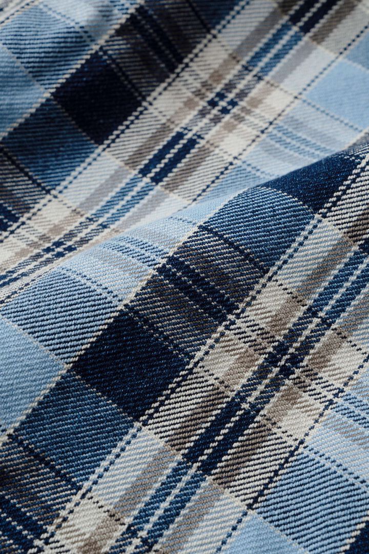 MS001G (BLC) INDIGO CHECK FLANNEL SHIRT,BLUE, medium image number 12