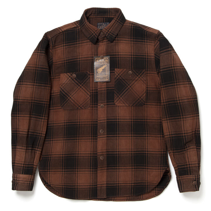 5678-DORO Amami mud-dyed Flannel Shirts-BROWN-36,BROWN, medium image number 0